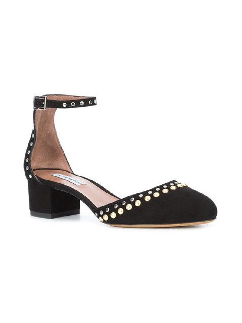 Tabitha Simmons Anais Black Suede Leather Studded Ankle Strap Pump Shoes 40.5