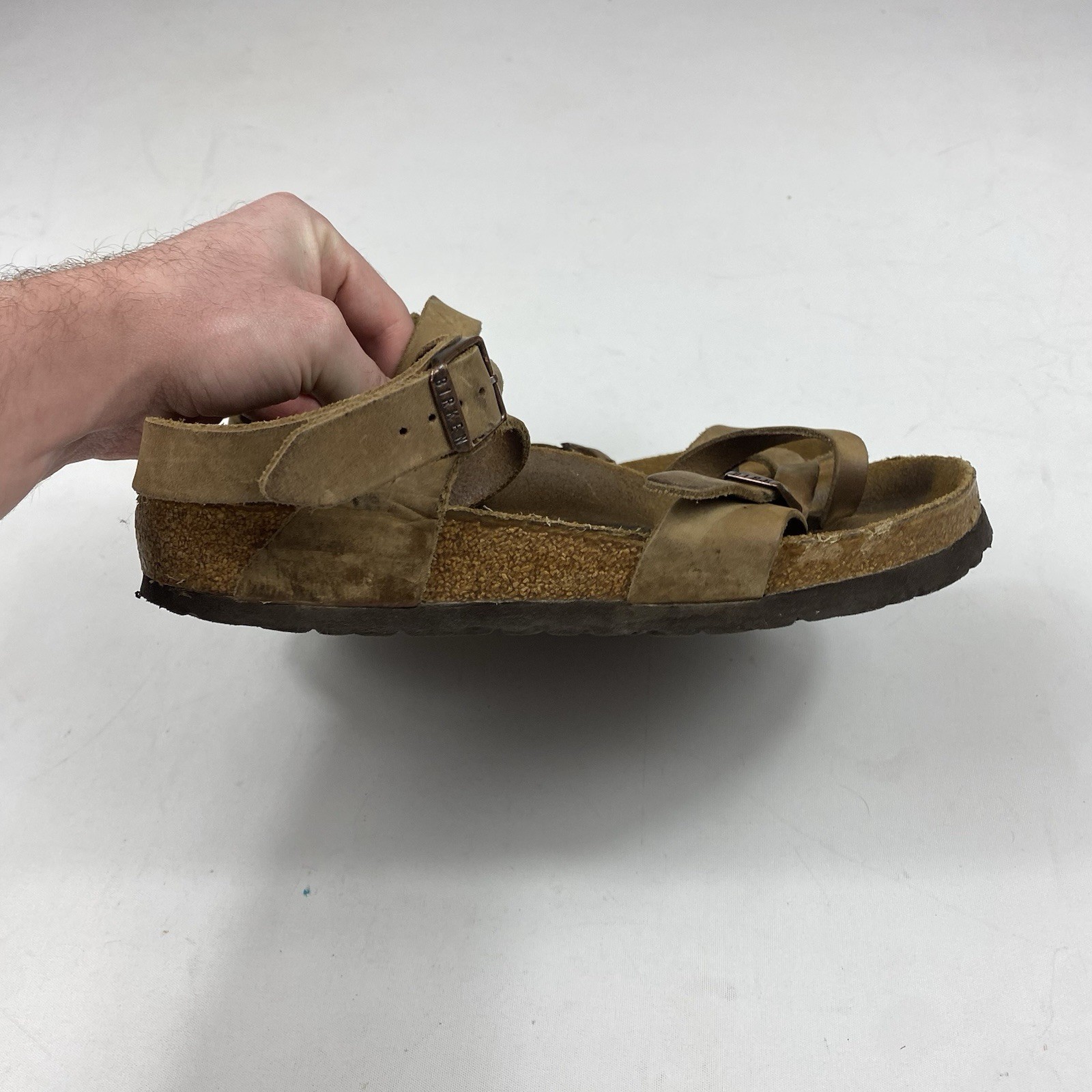 Birkenstock Yara Sandals Size 37 Oiled Leather Ankle Strap Brown Made In Germany