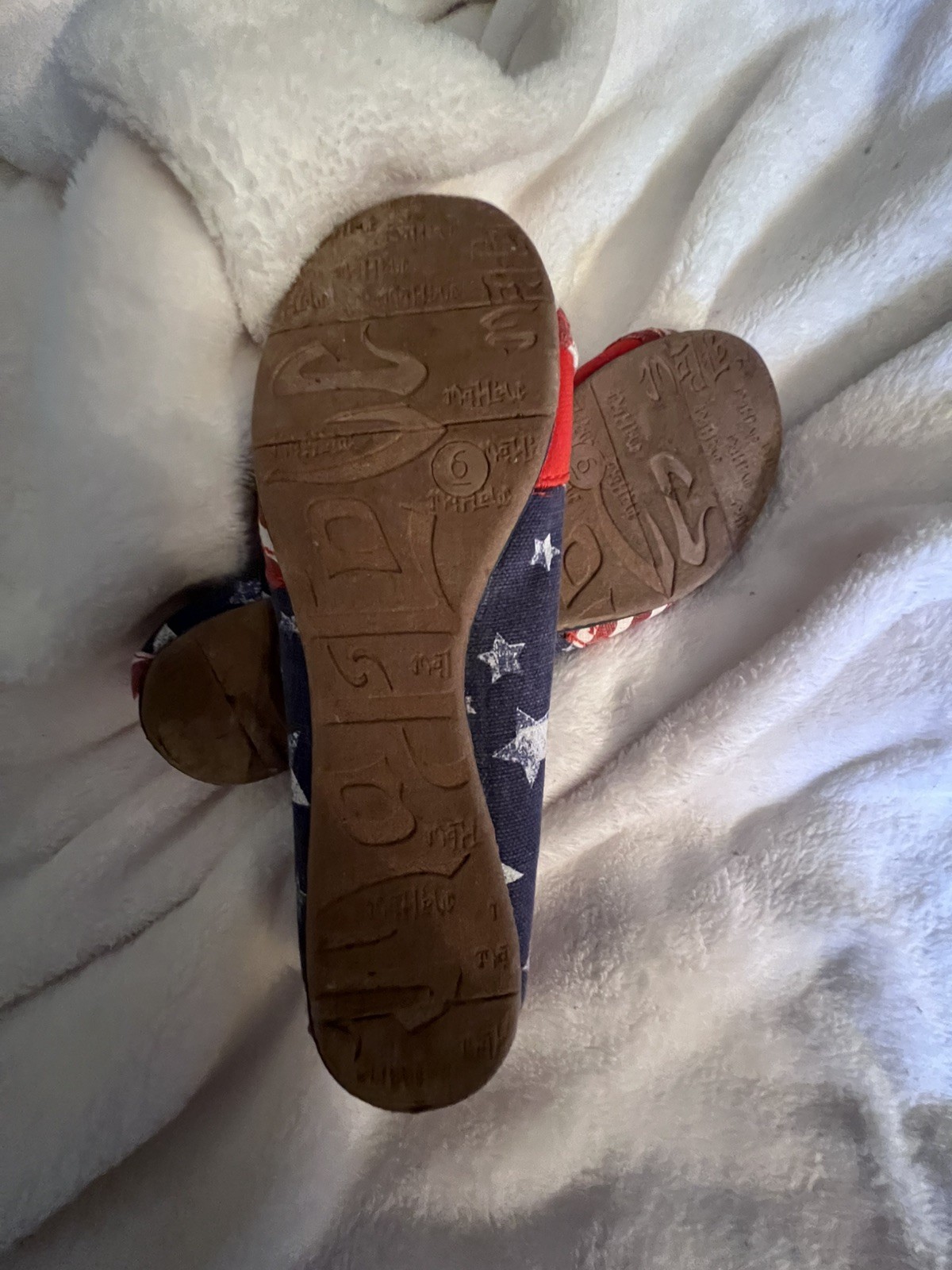 Mad Love American Flag Flats USA Stripes Stars Womens Size 6 Red White Blue