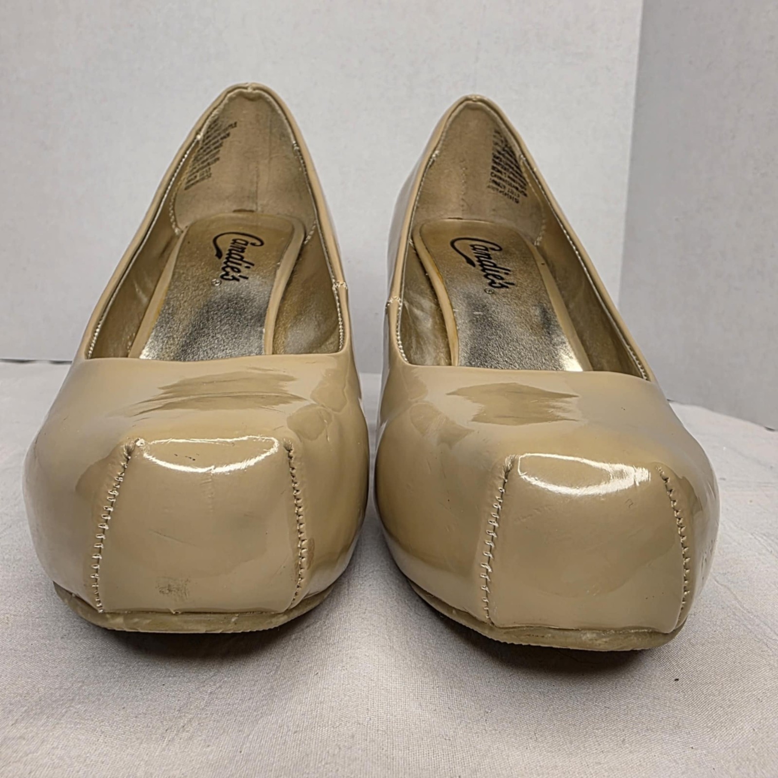 Candies Womens Classic Pumps Beige Slim Heels Round Toe Slip Ons 6.5 M