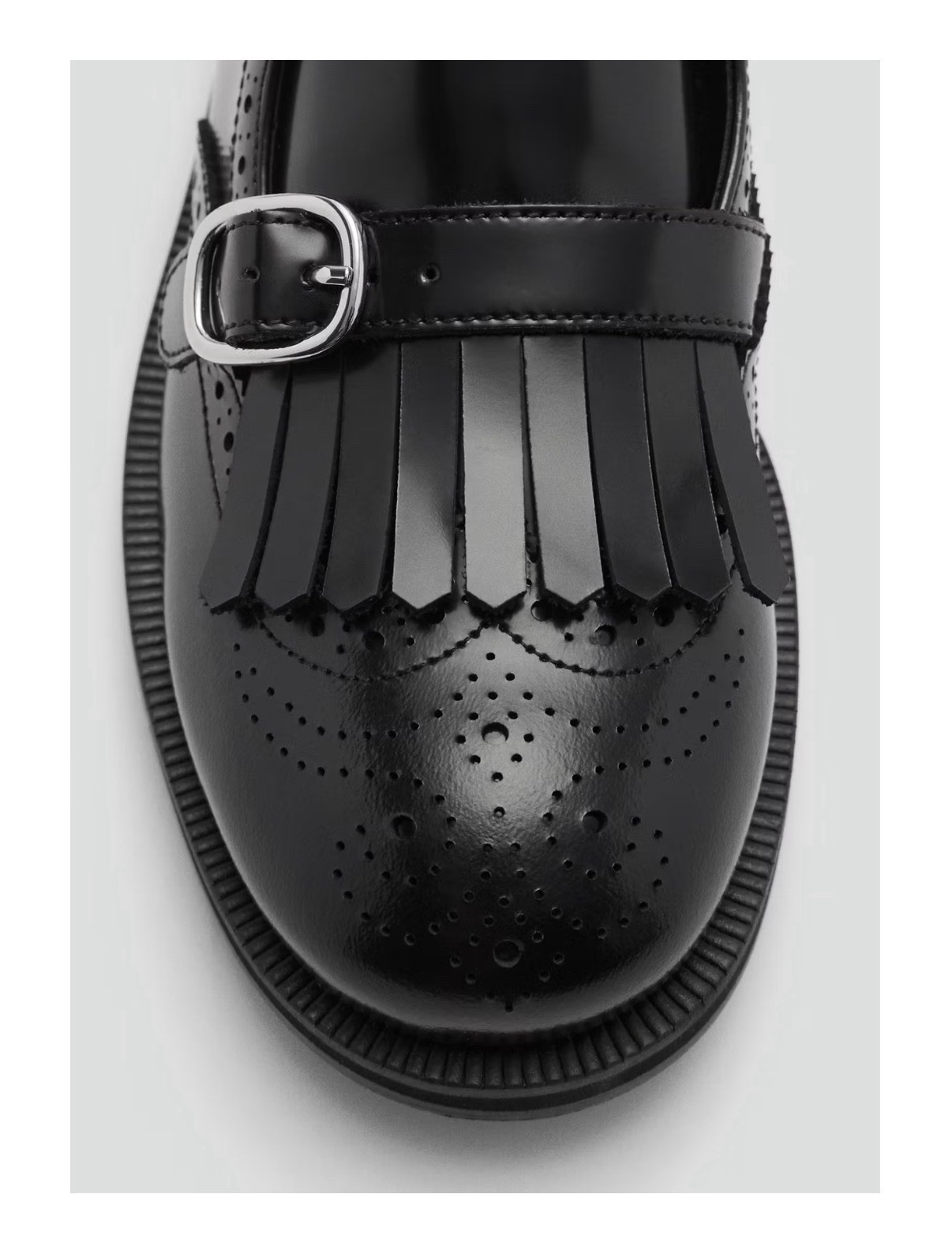 Mango MNG Black Smooth Leather Double Buckle Kiltie Loafer Women’s 9.5 NIB