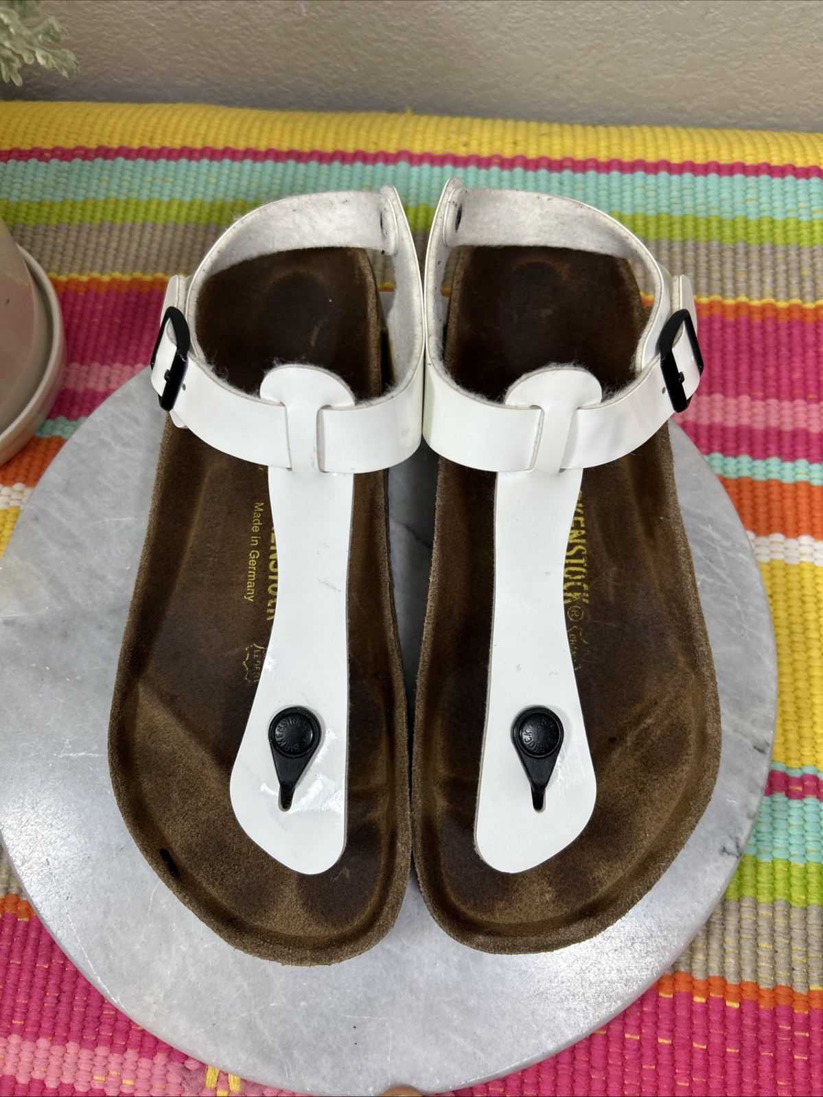 Birkenstock Gizeh White Kairo Thong T Straps Sandals Women’s Size EU 39 US 8/8.5