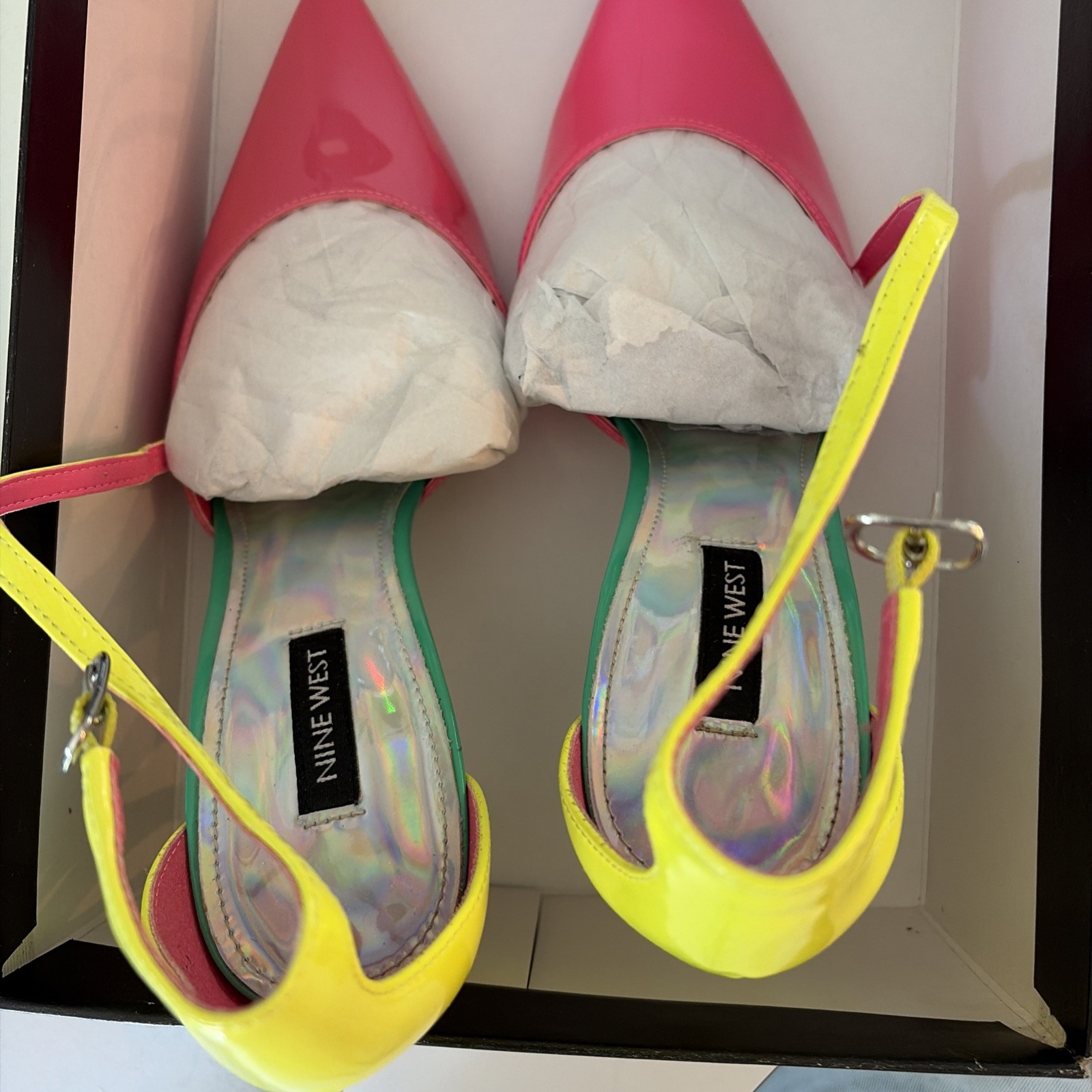 Nine West Medium Pink And Yellow Heels Size 9M