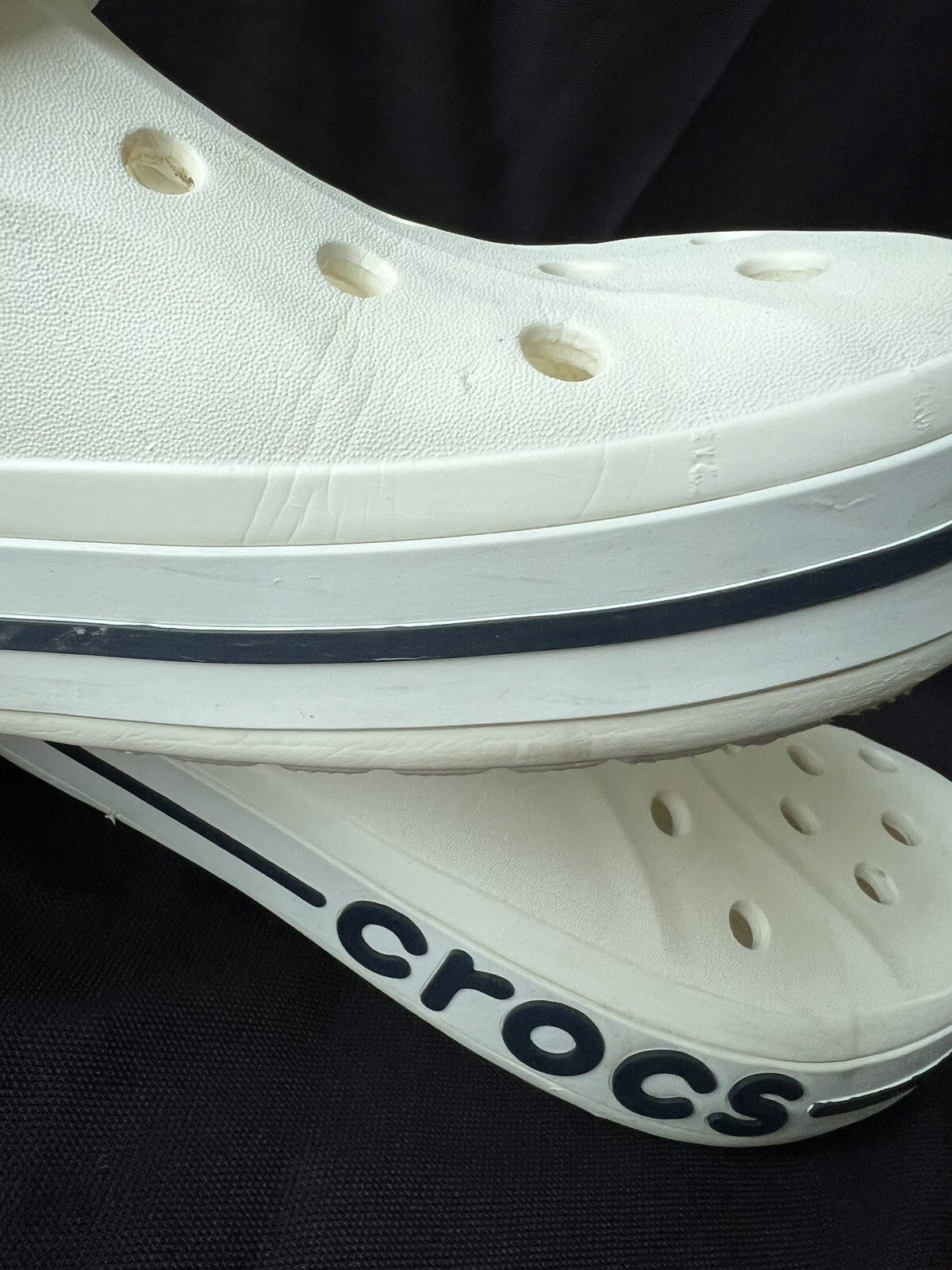 Crocs Bayaband Clog White Navy Logo 205089-126 Men’s Size 13 EUC Fast Shipping