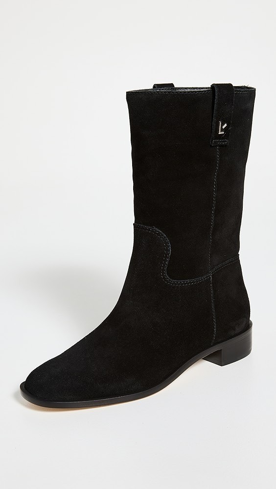 LARROUDE Barb Mid Calf Boots Size 9.5 -10 Black Suede NEW $430 Anthropologie