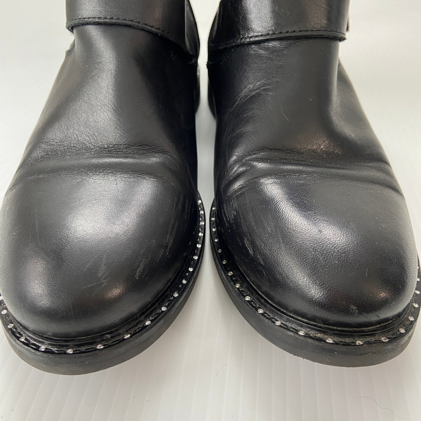Avellini Black Leather Biker Ankle Boots Women EU 41 US 10 10.5 Made in Portugal