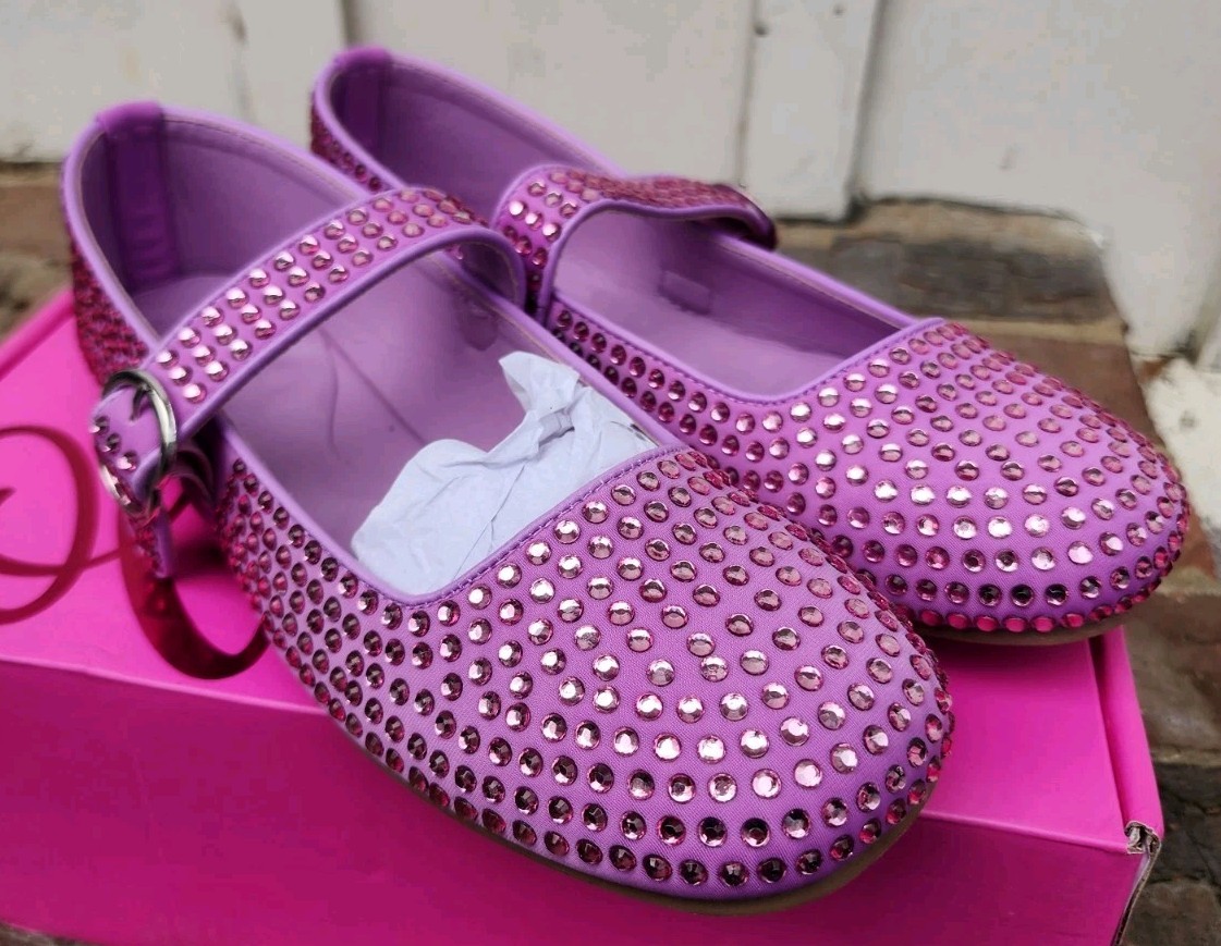 Olivia Miller Women’s Dawn Rhinestone Mary Jane Ballet Flats, Lavender, Size 9M