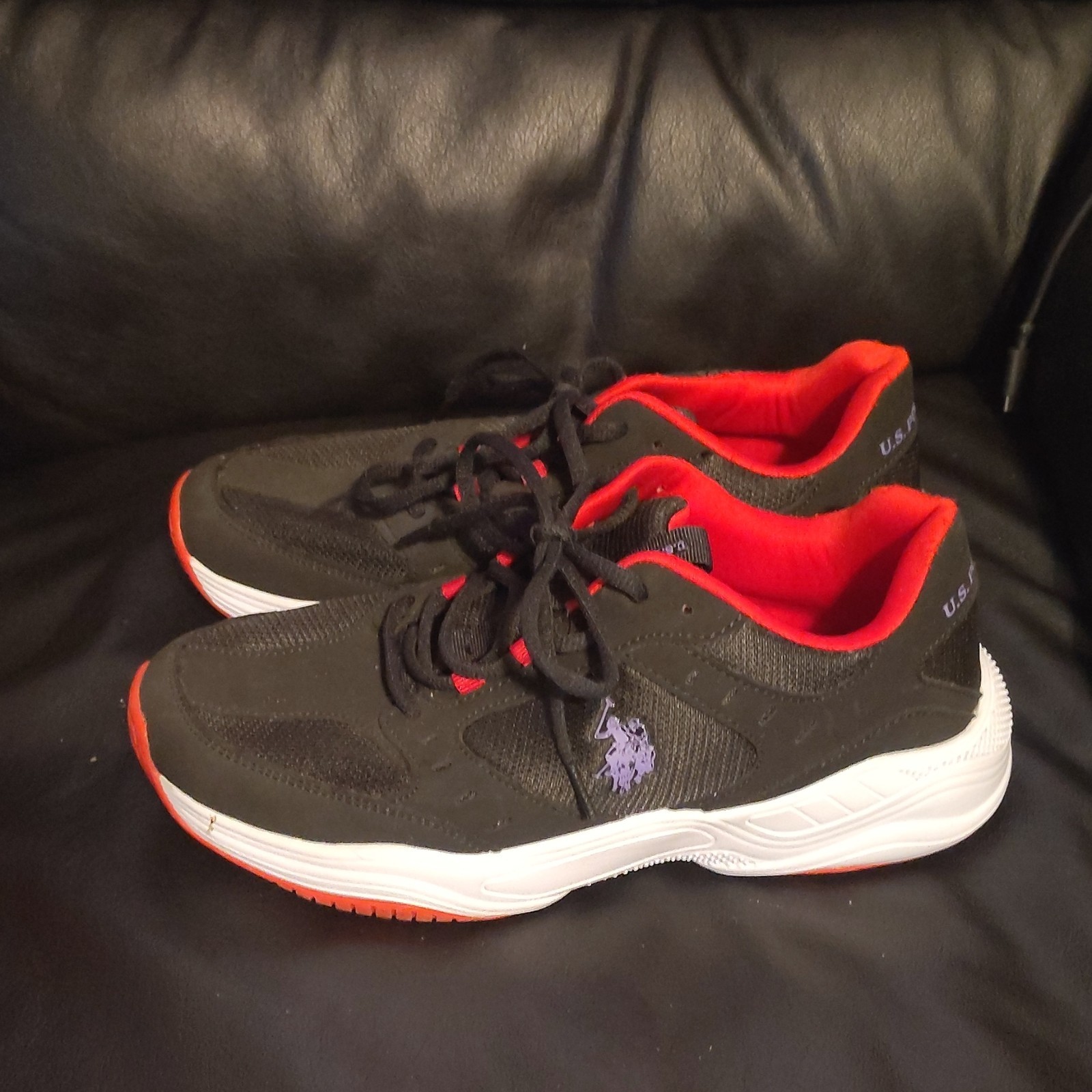 U.S. Polo Assn. Women’s Black Red White Low Top Lace-Up Athletic Sneaker