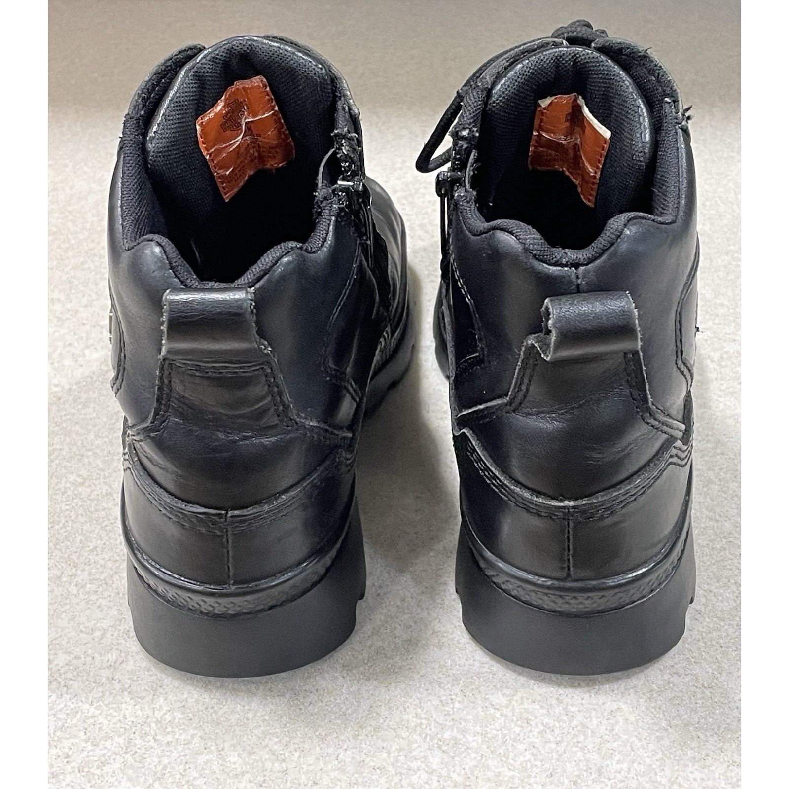 Men’s Harley Davidson Black Leather Motorcycle Boots-Left Boot Sz 8 Right Sz 8.5