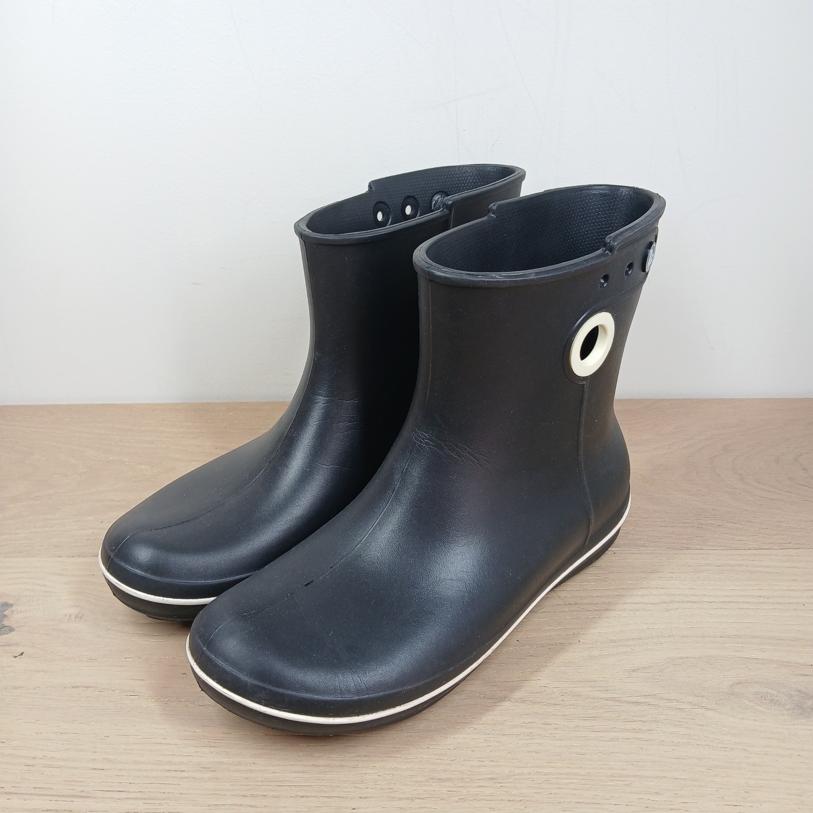 Crocs Jaunt Shorty Rain Boot Womens 10 Black Croslite Waterproof Ankle Pull On