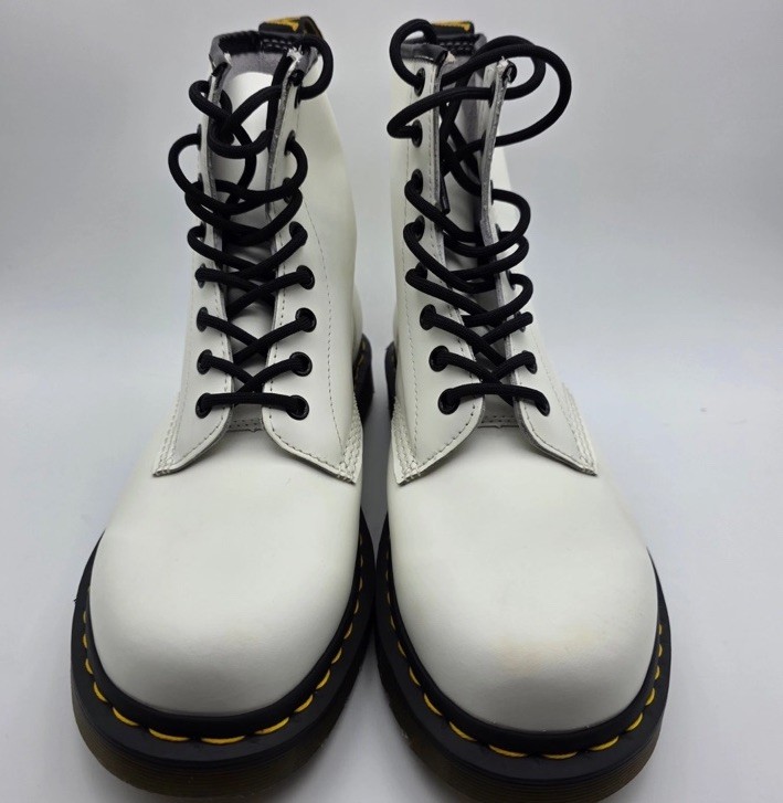 Dr. Martens 1460 Boots Unisex US Men 9 Women 10 White Smooth Leather 8-Eye