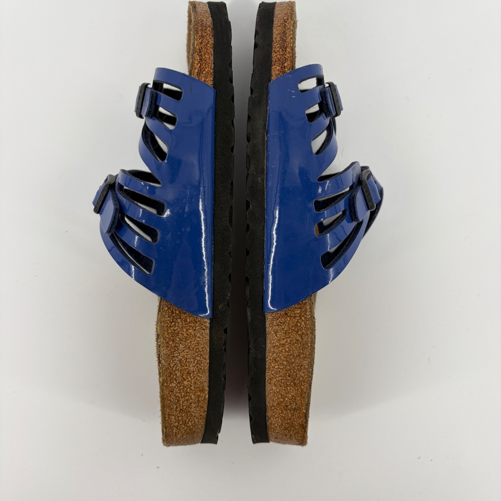 Birkenstock Sandals Granada Blue Patent Leather Strappy Womens 7 EU 38