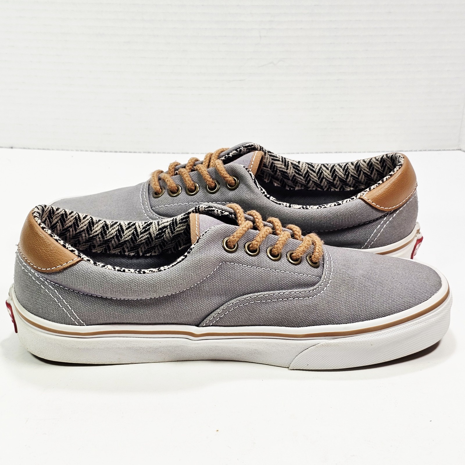 VANS Era 59 Womens 9.0 M C&L Sneakers Frost Gray Chevron Canvas Leather 500714