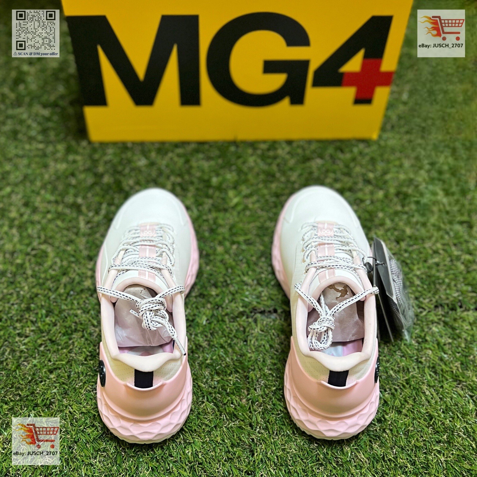 G/FORE GFORE MG4+ Limited Solid Golf Shoe Sneaker ⛳️ LADIES 6.5 White Pink Block