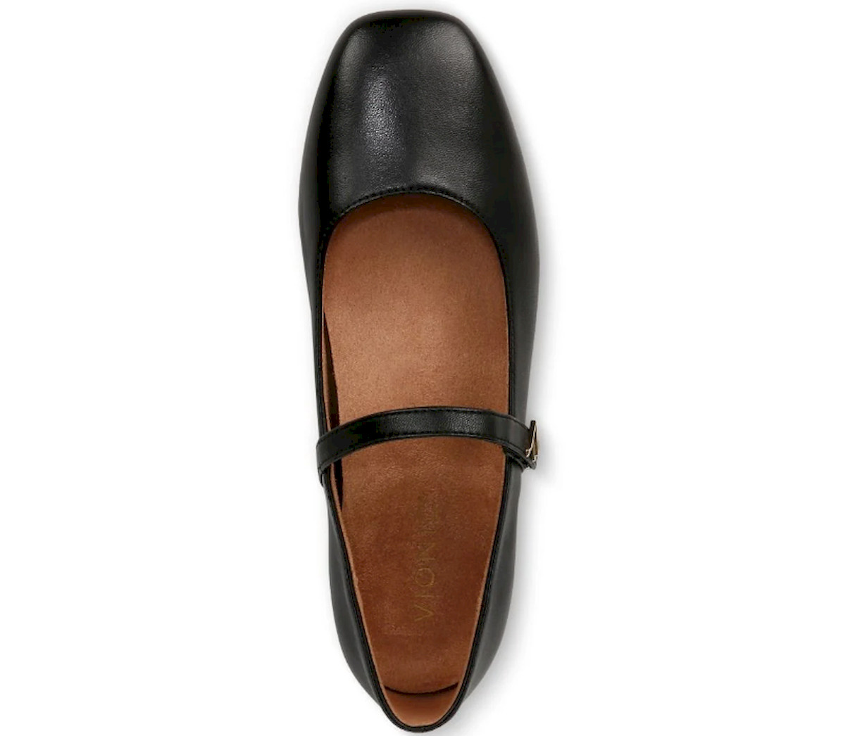 Vionic Alameda Mary Jane Flat – Black Leatherr, MEDIUM