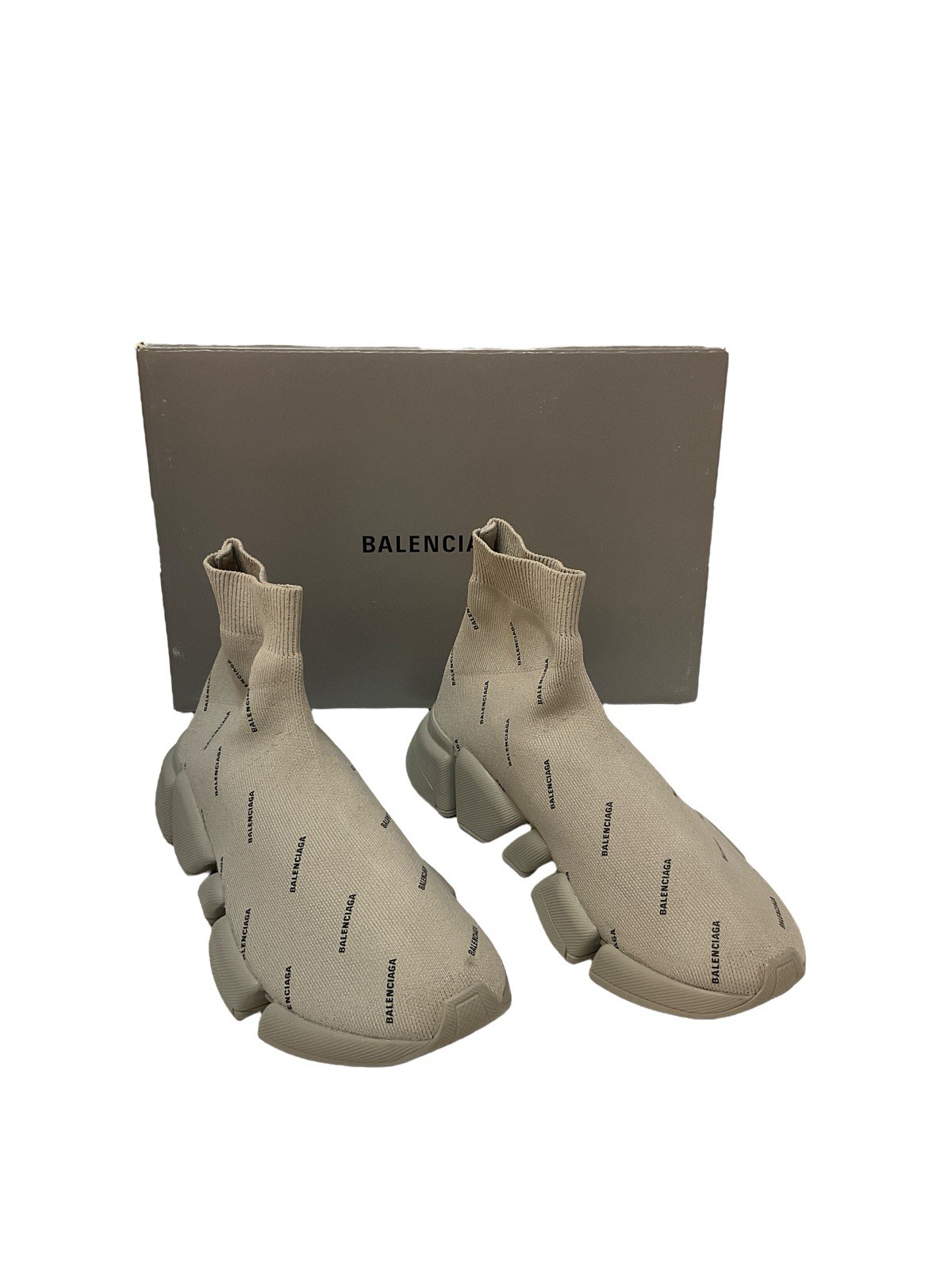 Balenciaga Beige Monogram Elastic Sneaker