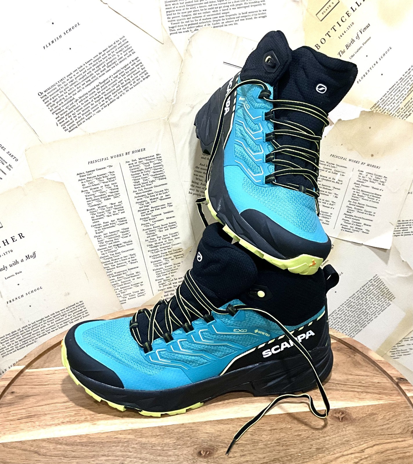 Free People Scarpa Rush Mid 2 GTX Hiking Boot Waterproof Blue Lime 42/W 10 NEW