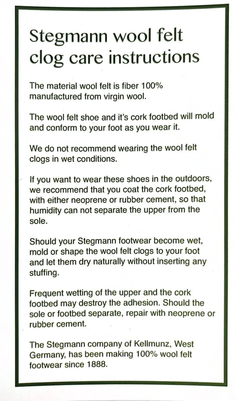 Stegmann Women’s Wool Clogs Poly Sole Natural Size 10
