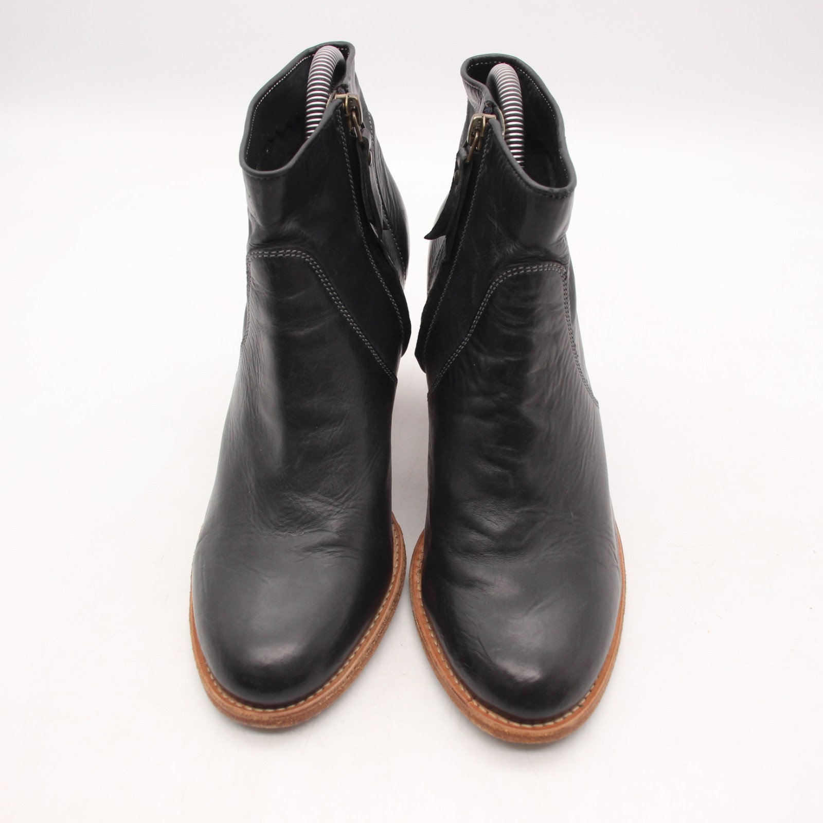 N.D.C. Made by Hand Women’s Size EU 37 Black Leather Heeled Ankle Zip Boots
