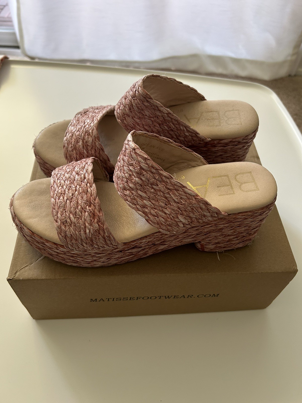 BEACH BY MATISSE OCEAN AVE ESPADRILLE SLIDE SANDALS ROSE WOMENS SZ 9