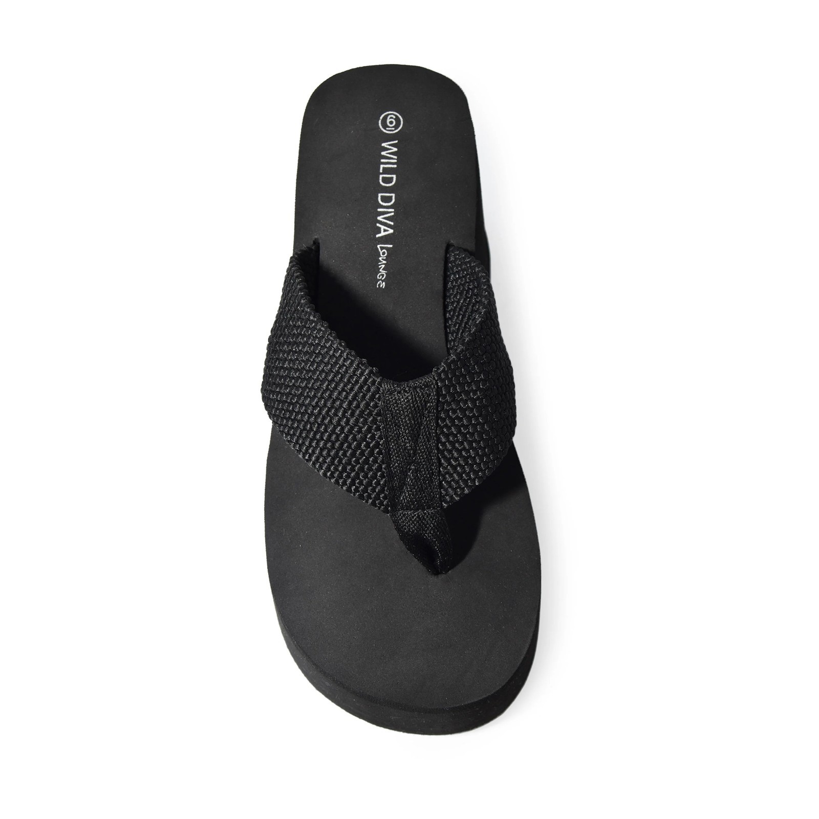 New Black Thong Open Toe Wedge Flip Flop Slide Sandals Chunky Platform High Heel