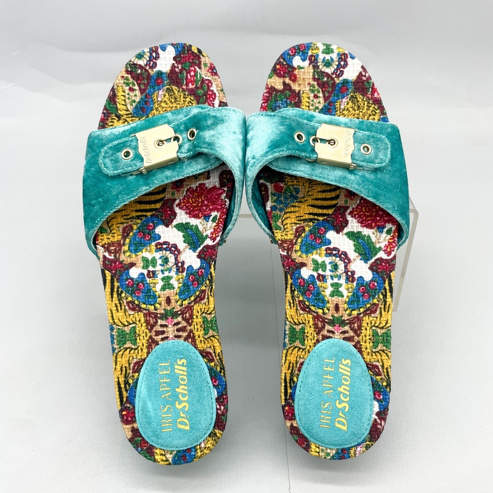 Dr. Scholls Iris Apfel Original Too Womens 7 Slide Sandals Tiger Velvet Platform