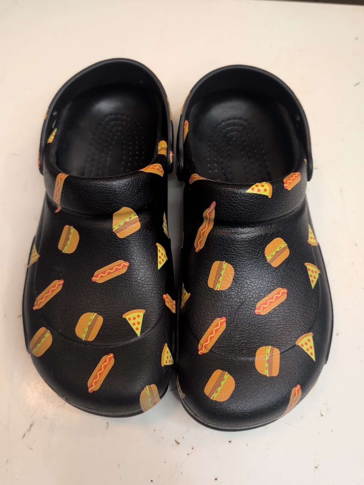 Crocs Bistro Hamburger Hotdogs Pizza Rare Graphics Womens 11 Men 9