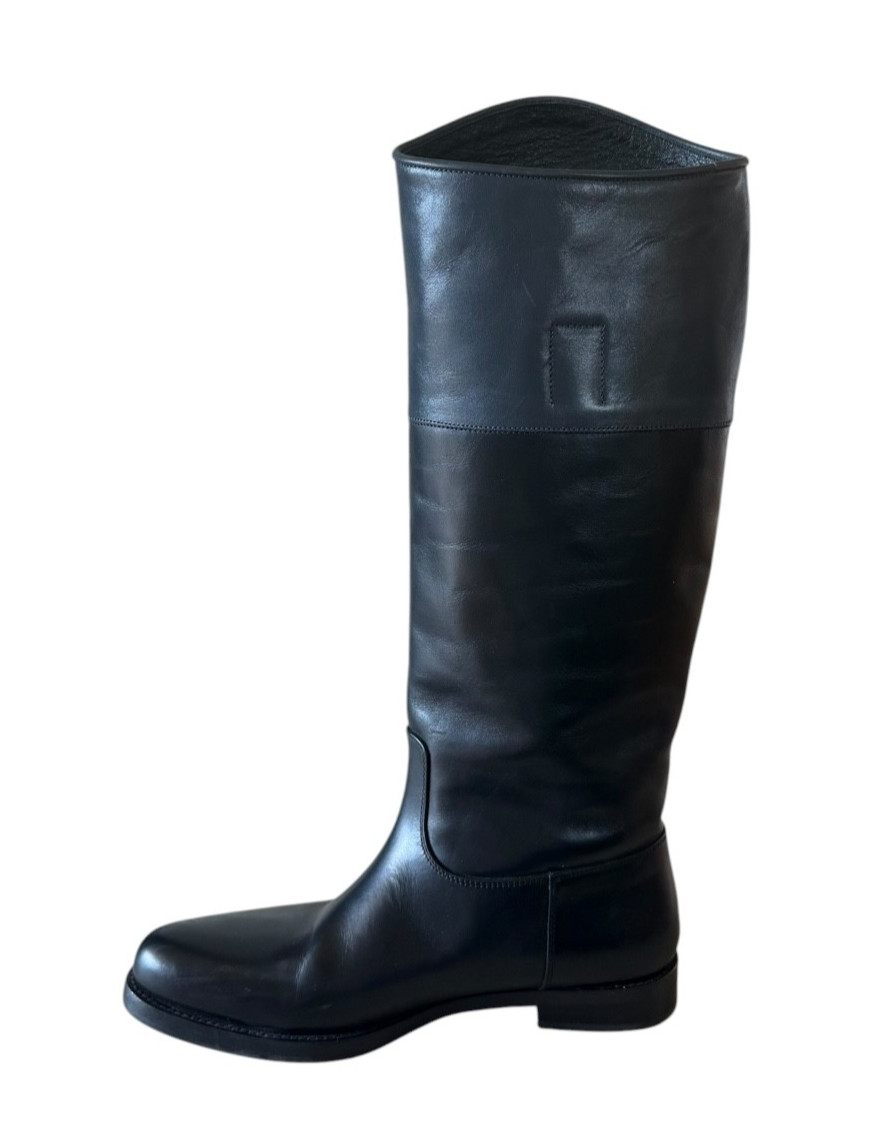 Jil Sander Two Tone Black Grey Leather Riding Boots Women EU 37 US 6.5 $1400!