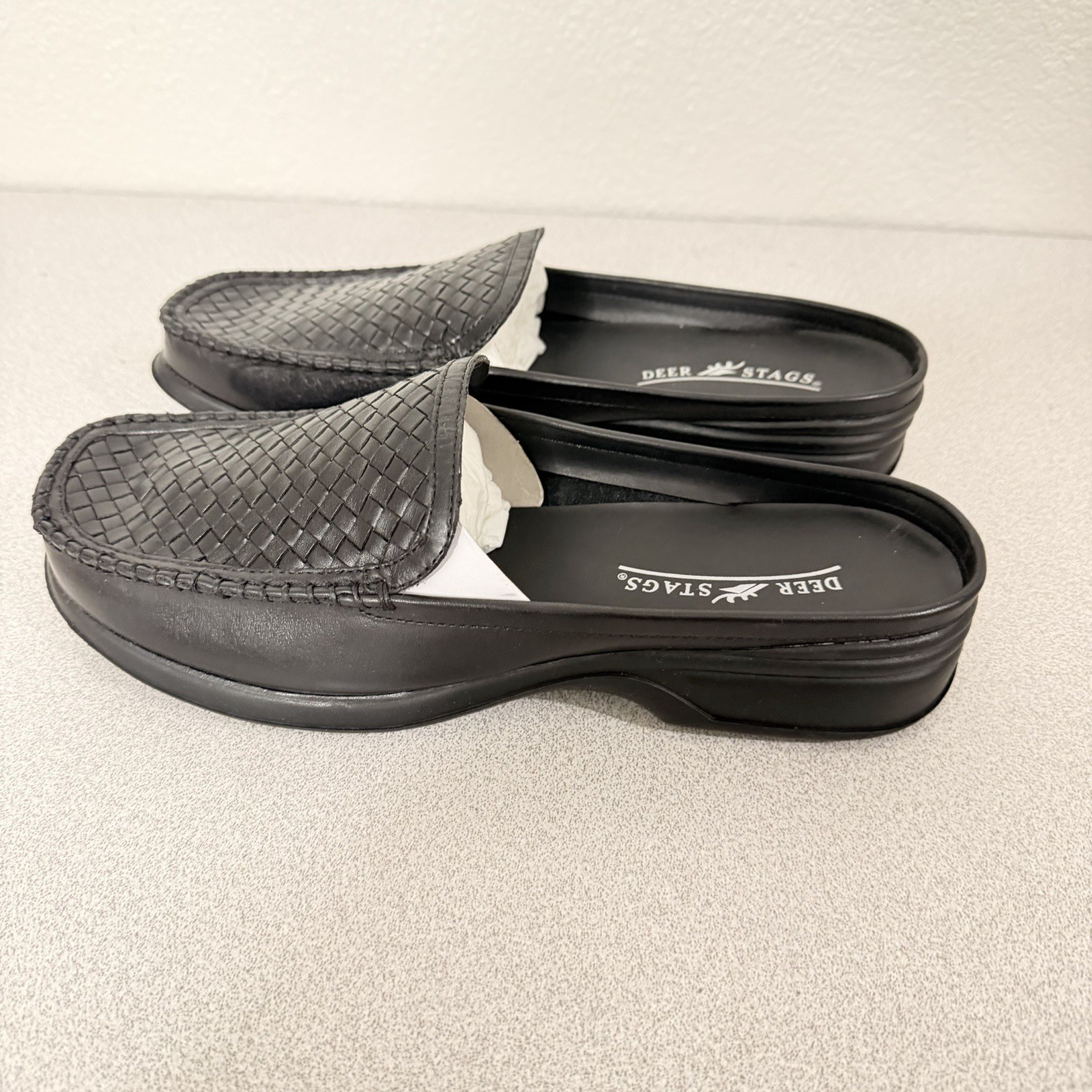 Deer Stags Women’s Size 9 W Mules Slip On Black Casual SMTH Knit T-06 NOS