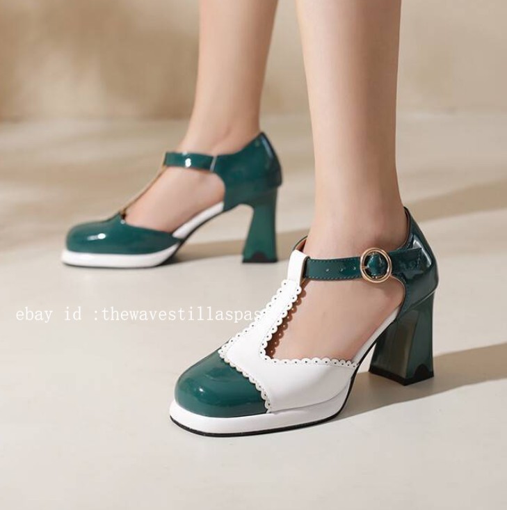 Chic Womens Color Splice Sandals Faux Leather T-strap Casual Dress Party Shoes