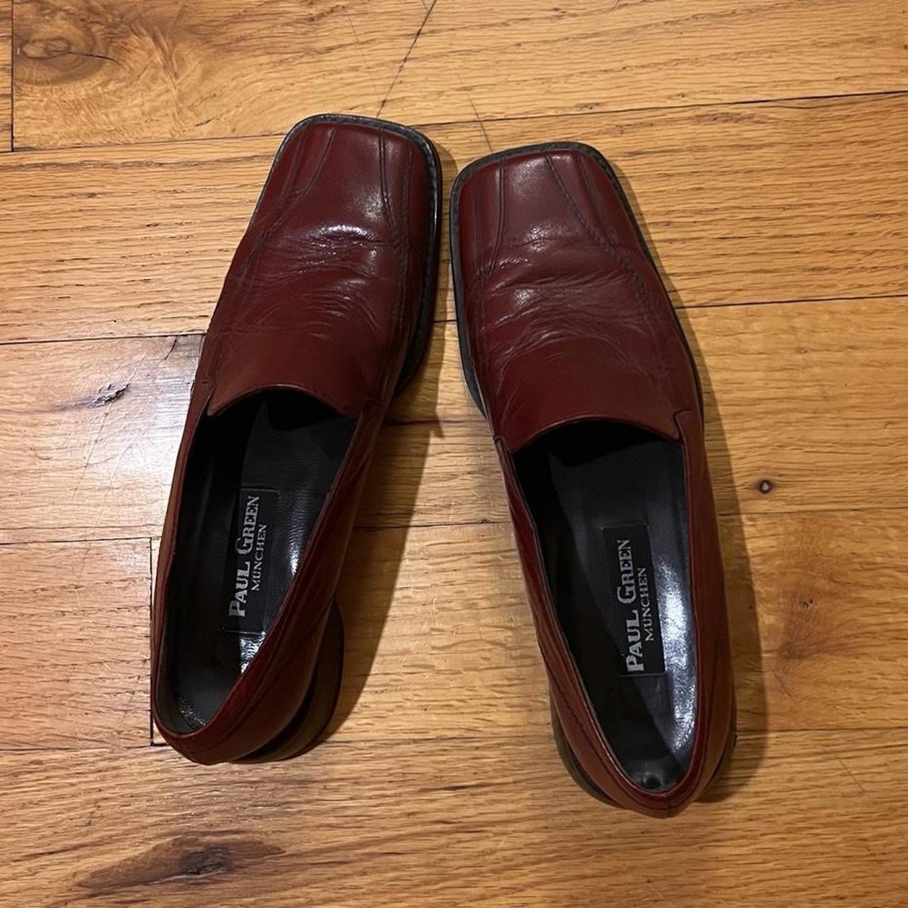 Vintage Burgundy Red Leather Loafers Slip On Shoes by Paul Green Size 7W Germany