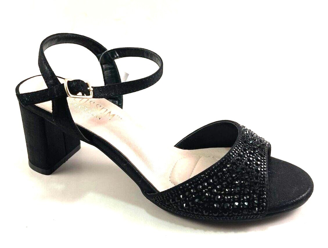 De Blossom Martine-23 Mid Block Heel Rhinestone Dress Sandal Choose Sz/Color