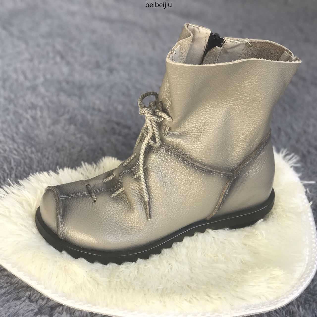 Womens Soft Leather Lace Up Ankle Boots High Top Moccasin Side Zip Comfort Shoes