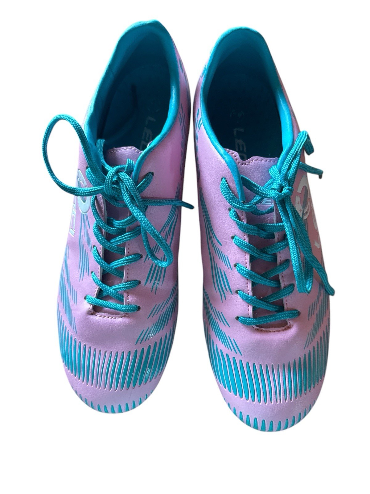 LEOCI Pink Blue Firm Ground Soccer Cleats EU42/Woman’s Size 10/ Men’s Size 8.5