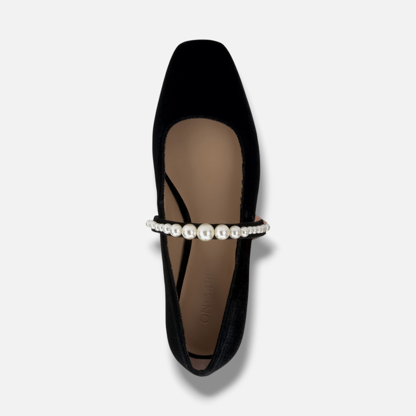 On 34th Women’s Black Sarrya Pearl Mary-Jane Flats Shoe Size 8.5M