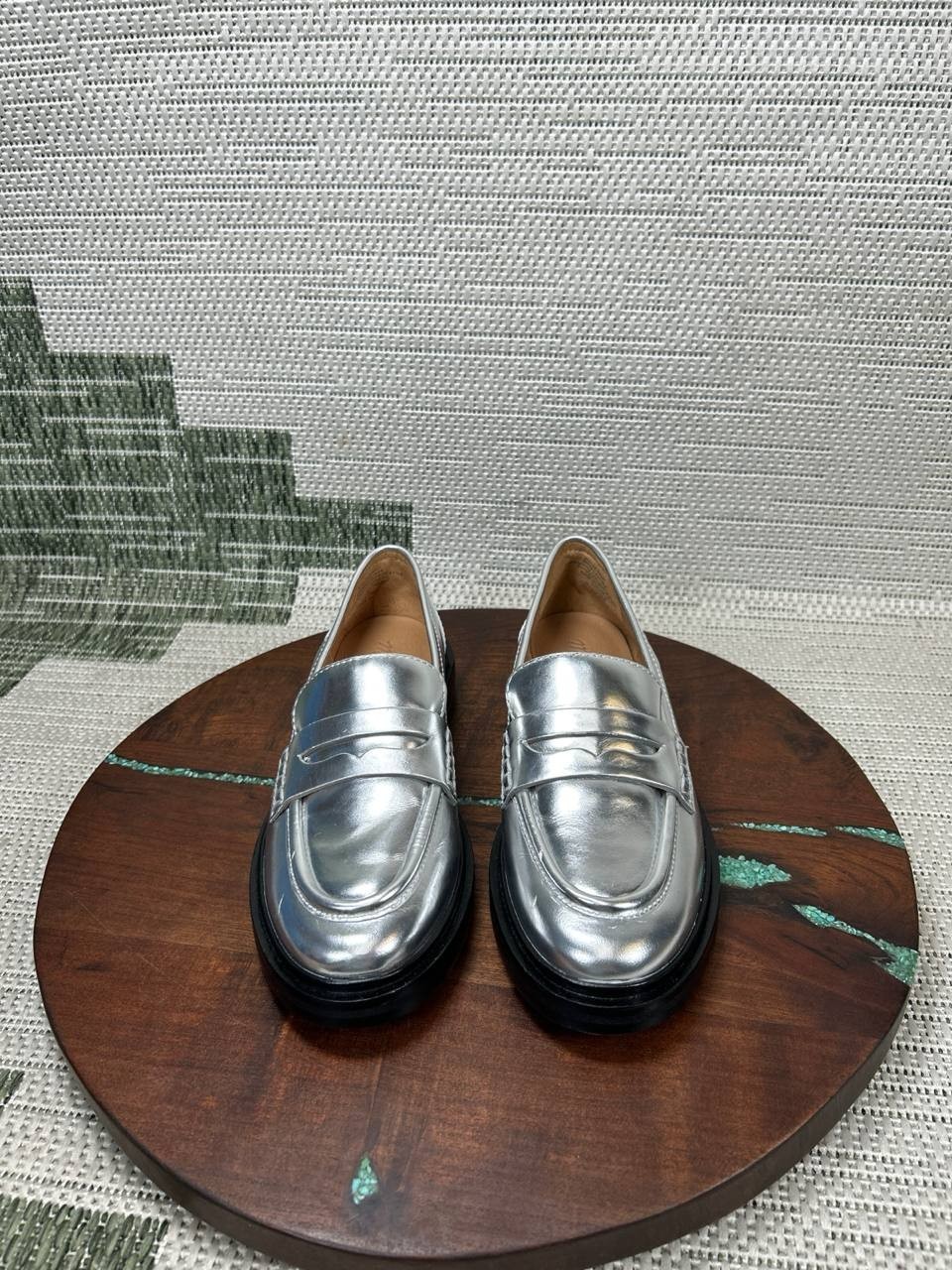 Madewell Shoes Womens Size 6 The Vernon Loafer Silver Specchio Leather Slip On