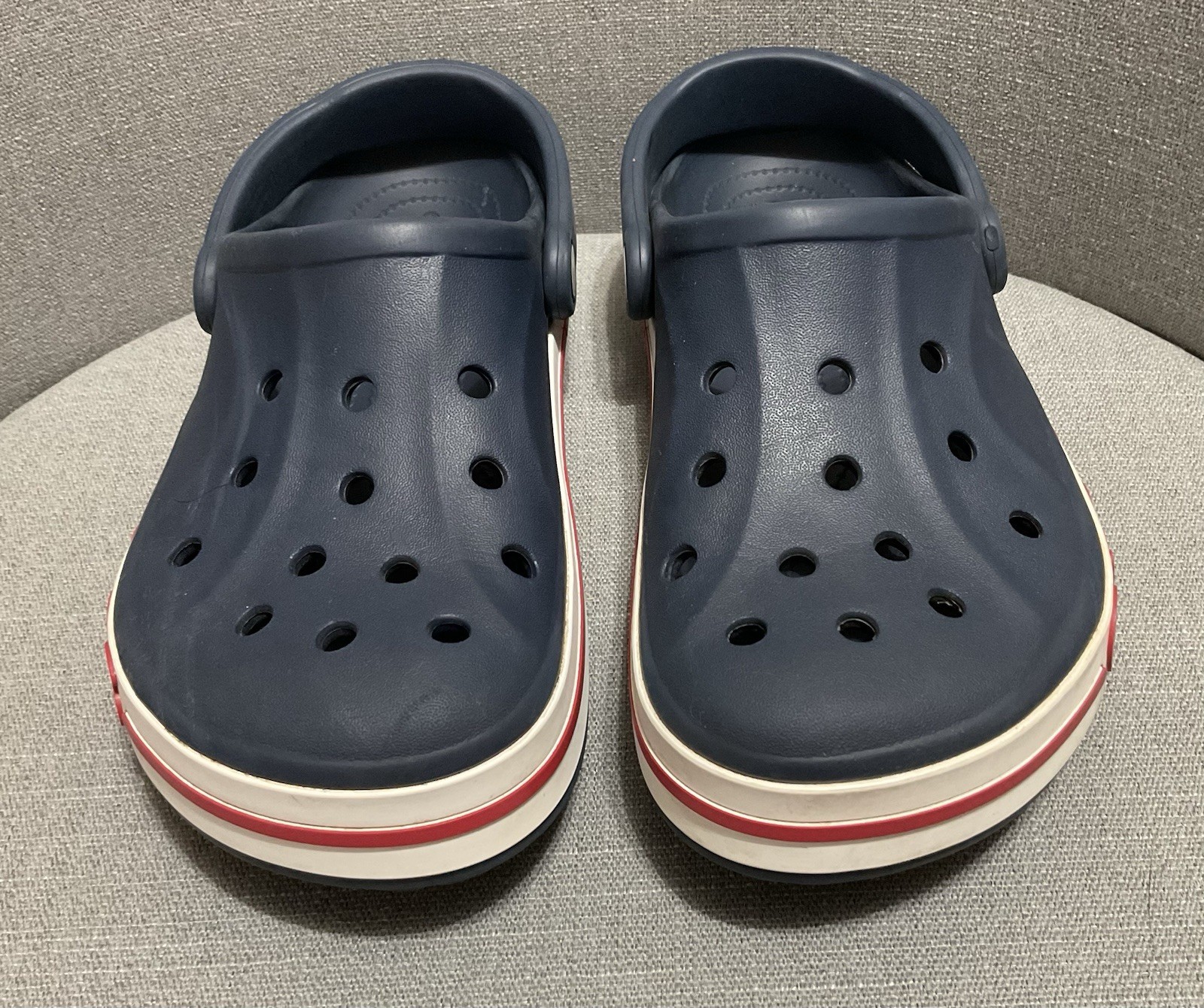 Crocs Womens Size 8 Bayaband Clog Navy Blue Rubber Shoe Casual Slingback Logo