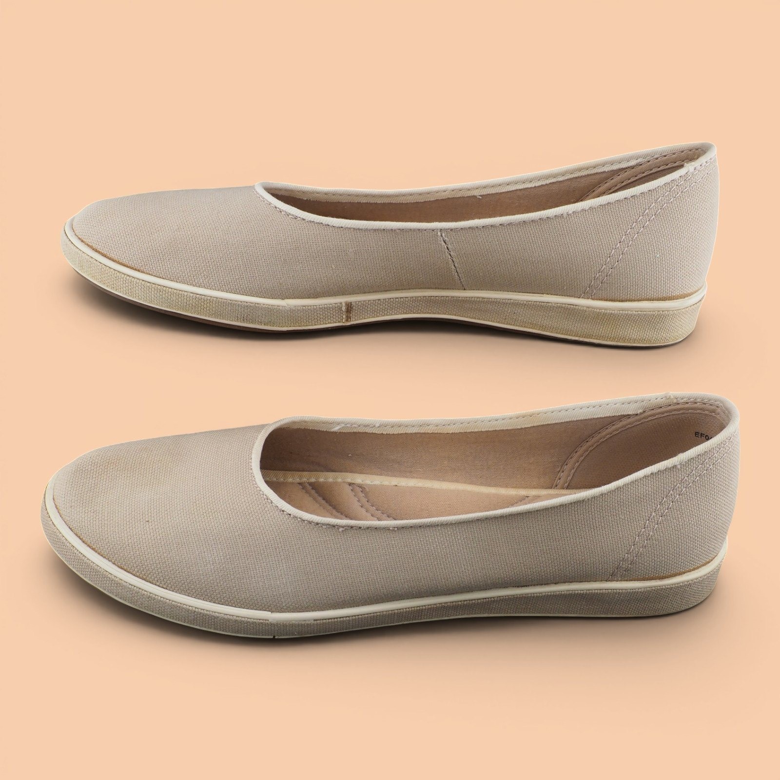 Grasshoppers Womens EF84019 Beige Canvas Slip On Ballet Flats Size 7.5 M