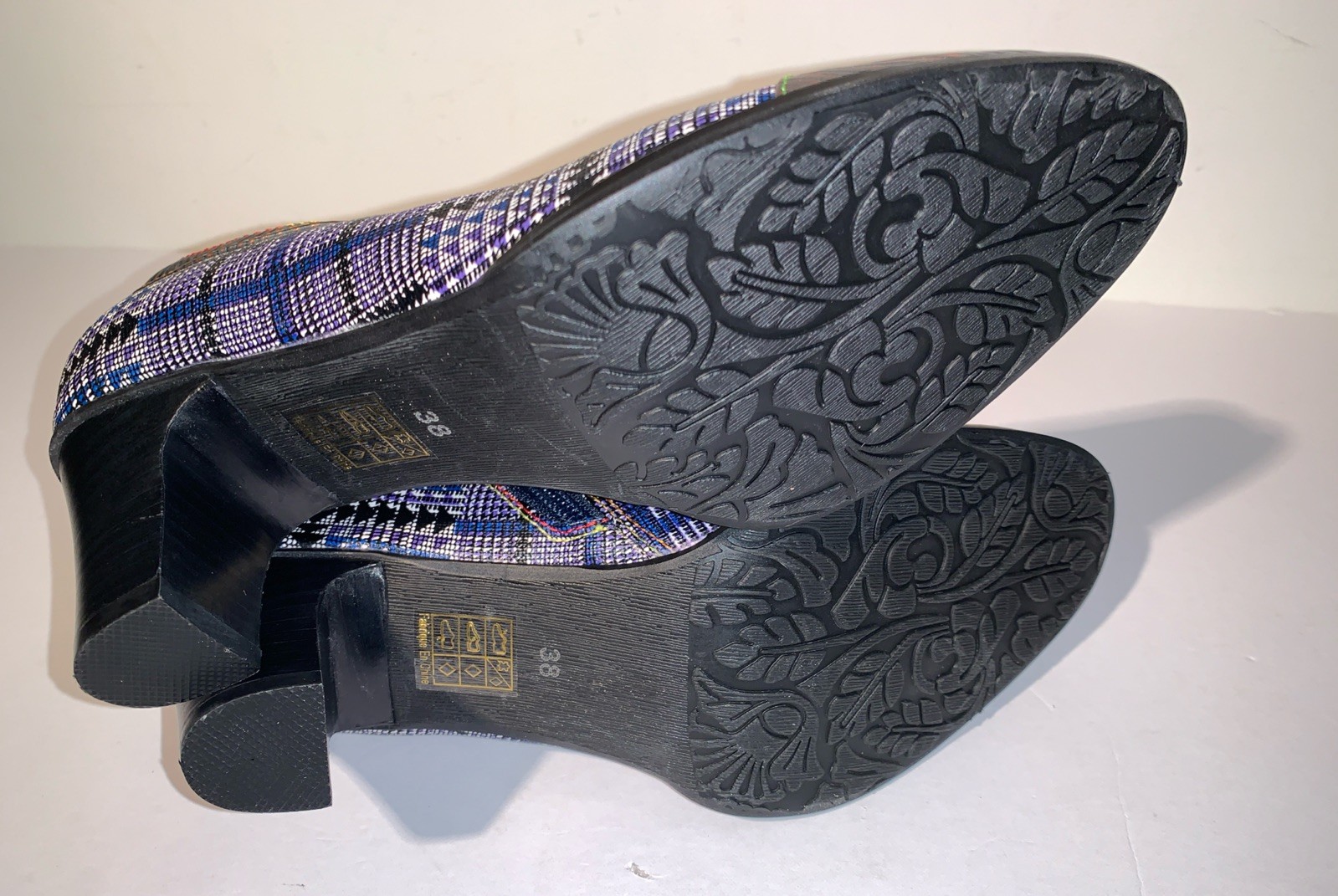 L’Artiste MAZOYA Spring Step BROWN MULTI w/Plaid Ankle BOOTS Size EU 38