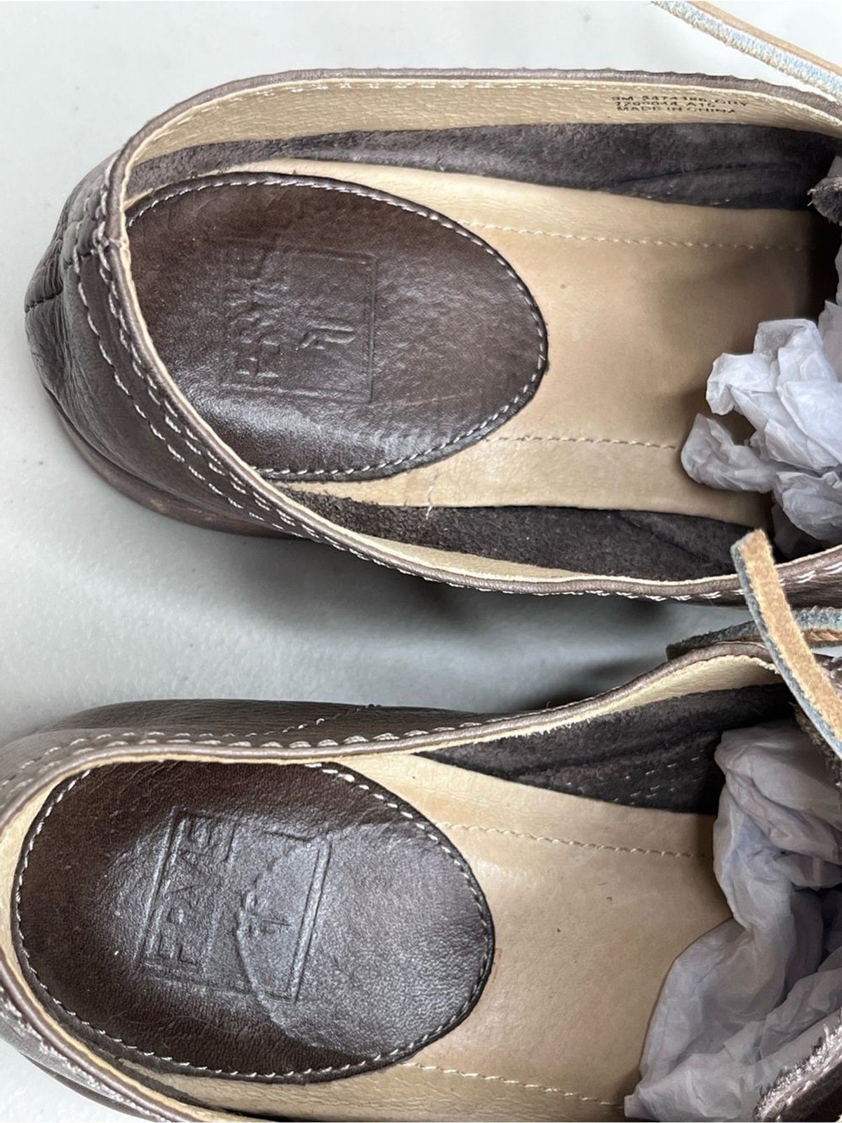 Frye Jillian Tumbled Leather Taupe Lace-up Oxford Shoes Sz 9M