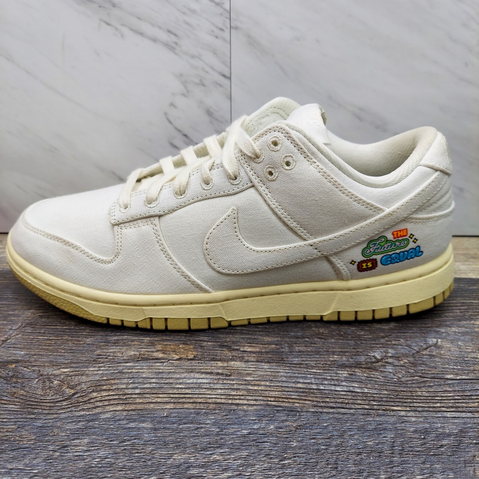Nike Dunk Low SE The Future Is Equal Sail Cashmere Gold FD0868-133 Womens Size 9