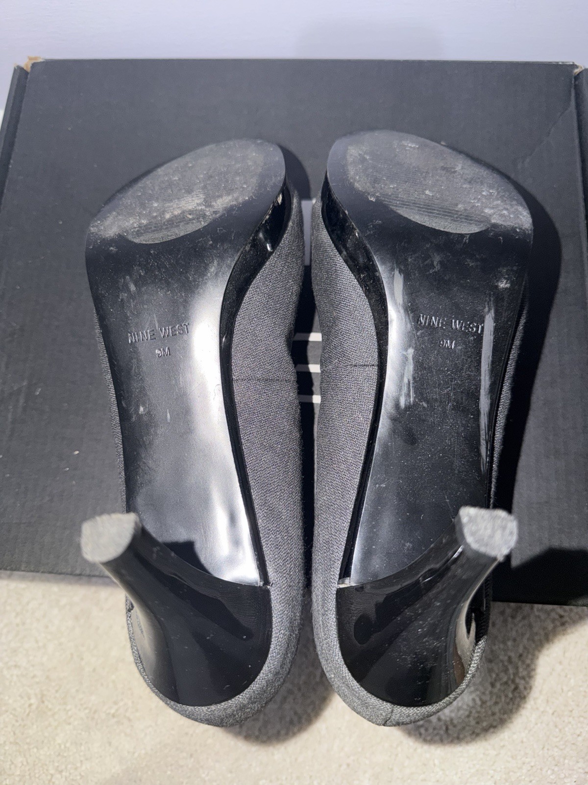 Nine West Women’s Black Textile Round Toe Pump Heels Slip On 9M
