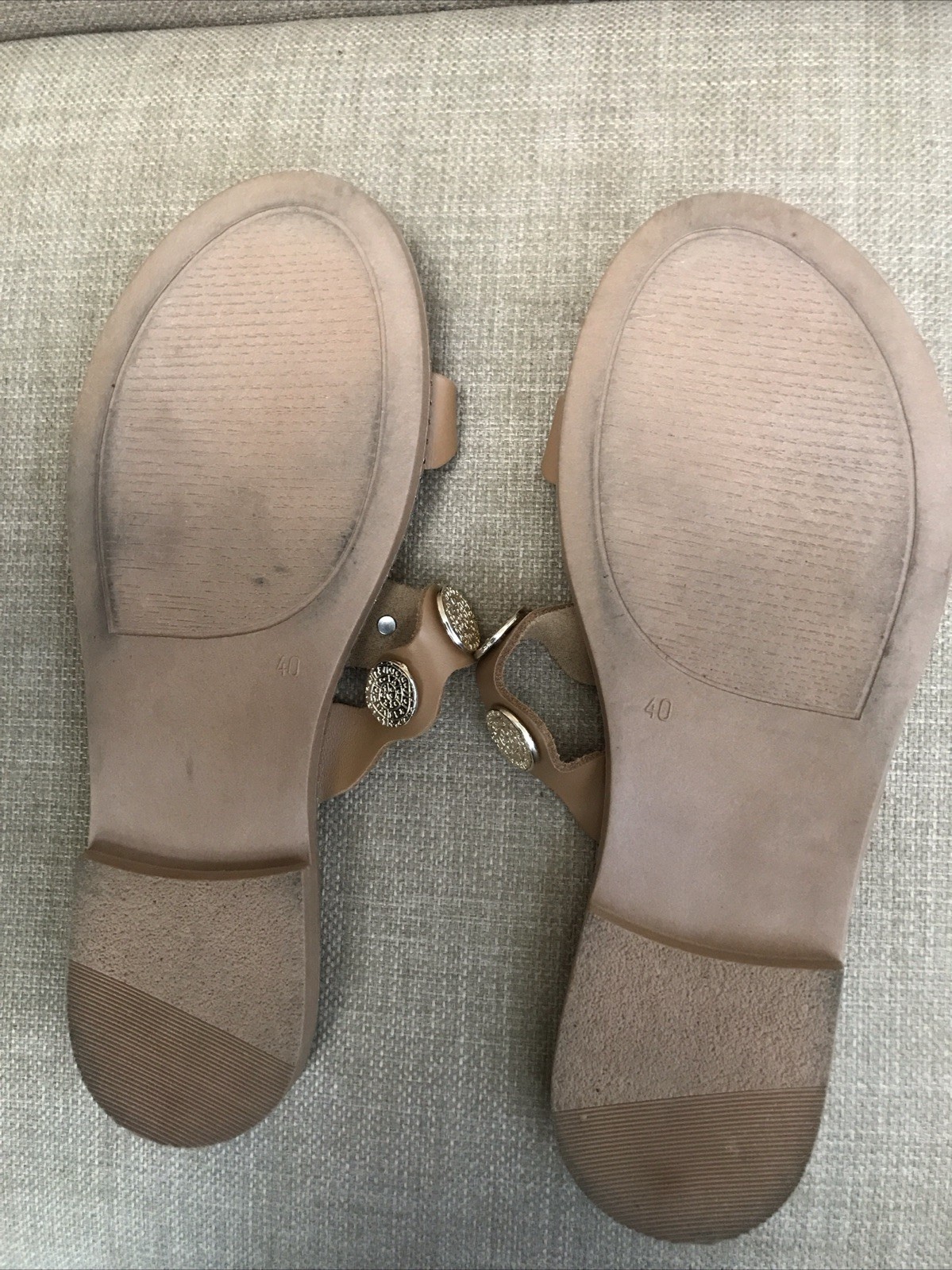 Sandal Mania Sandals Double Strap Replica Gold Coins Genuine Leather size 40 eur