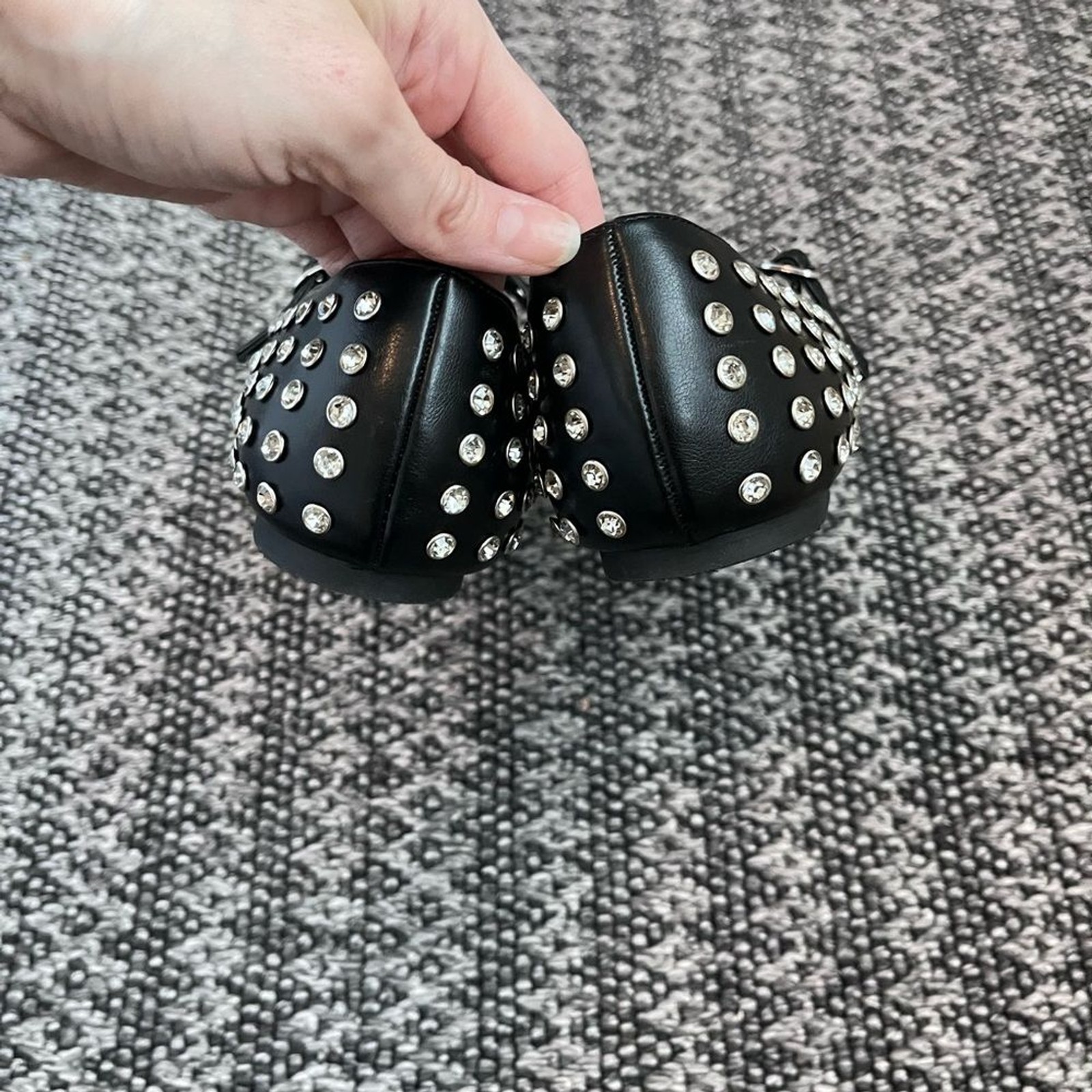JustFab Ellidy Studded Mary Jane Flats Black Size 8