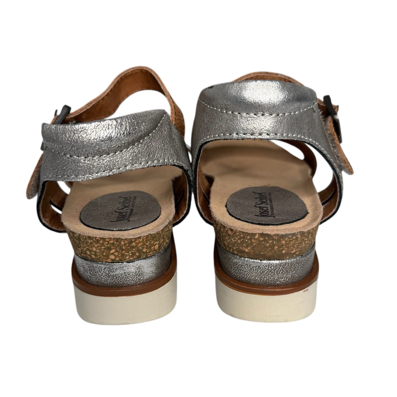 Josef Seibel Clea Platform Sandals – Metallic Silver – Size 36 (US 6.5)