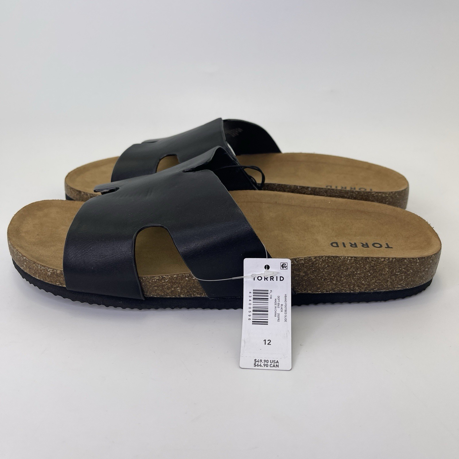 Torrid H-Band Slide Black Soft Footbed Size 12 Wide NWT