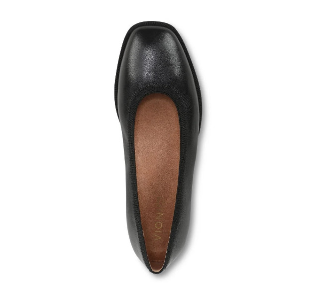 VIONIC Caroll 2.0 Ballet Flat, Black Leather New