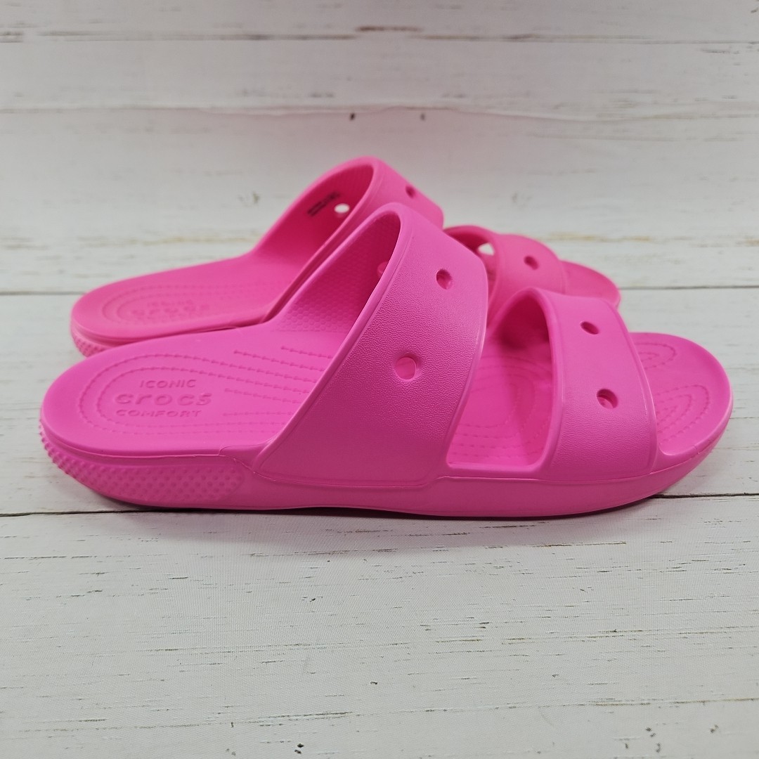 Crocs Classic Dual Band Womens 10 Mens 8 Pink Slip On Slides Sandals 206761