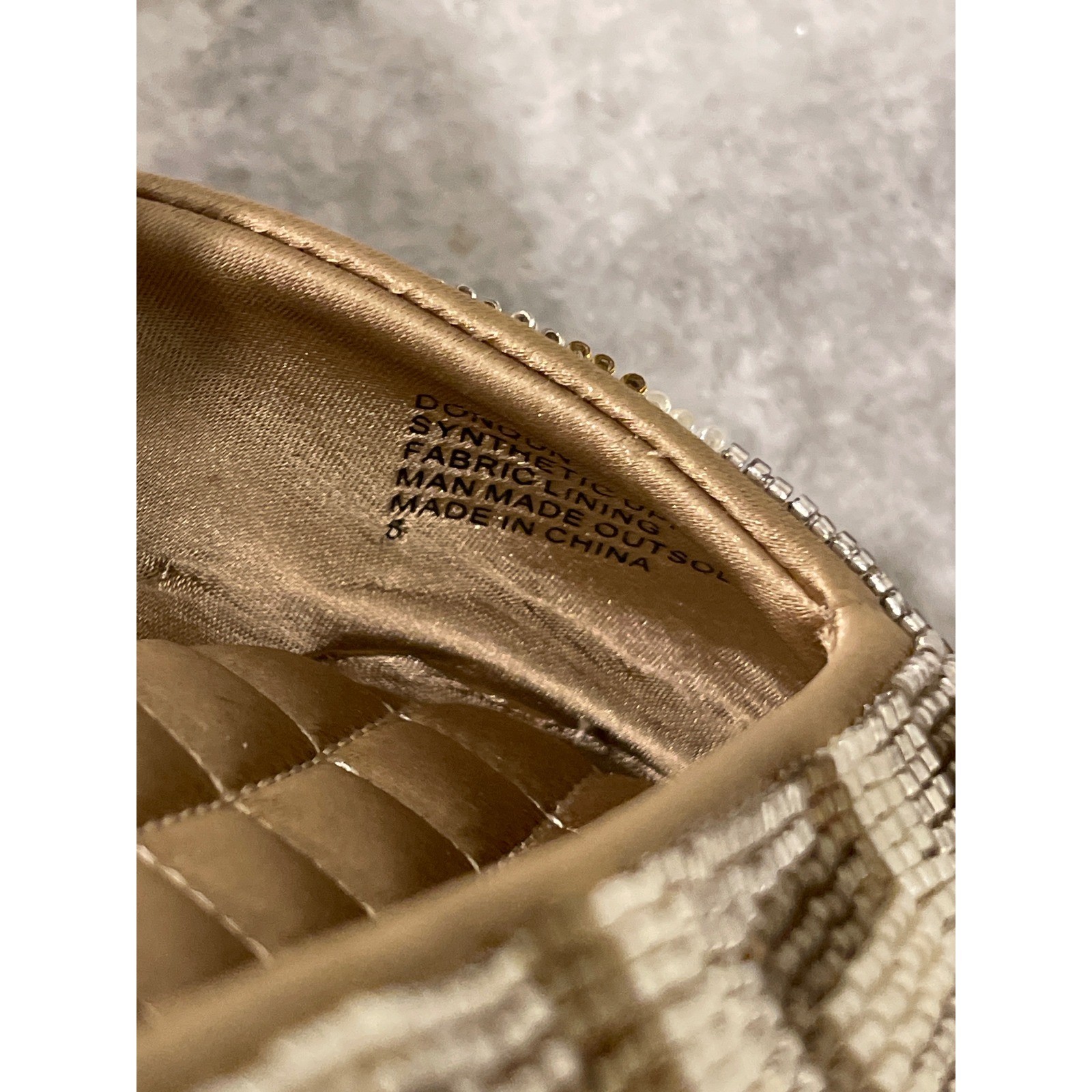 Birdies Mules Womens 8 Gold Beaded The Phoebe Chevron Pointed Toe Flats