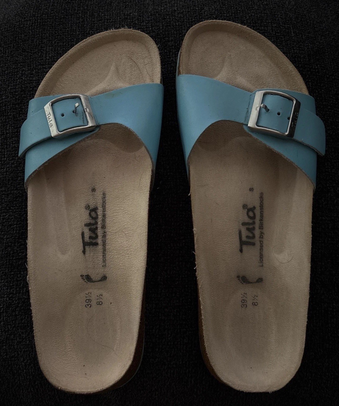 Tula Licensed by Birkenstock Blue Slide Sandals Cork Footbed Womens 39 1/2